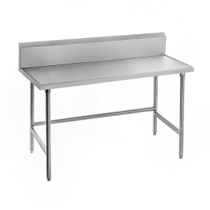 009-TKMS3010 120" 16 ga Work Table w/ Open Base & 304 Series Stainless Top, 5" Backsplash