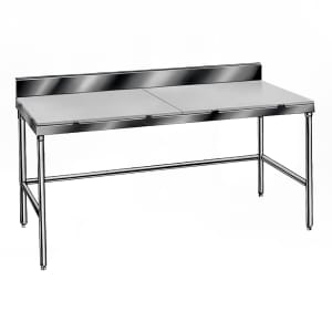 009-TSPS248 96" Poly Top Work Table w/  6" Backsplash & 5/8" Top, Stainless Base, 24"D