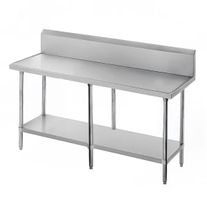 009-VKG2410 120" 14 ga Work Table w/ Undershelf & 304 Series Stainless Marine Top, 10" Backsplash