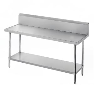 009-VKG3612 144" 14 ga Work Table w/ Undershelf & 304 Series Stainless Marine Top, 10" Backsplash