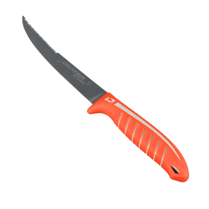 135-24915 8" Flexible Fillet Knife w/ Orange Silicone Handle, High Carbon Steel