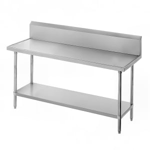 009-VKS3612 144" 14 ga Work Table w/ Undershelf & 304 Series Stainless Marine Top, 10" Backsplash