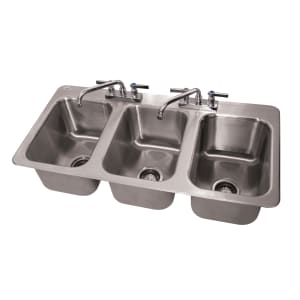 009-DI310 Drop In Sink w/ (3) 10"L x 14"W x 10"D Bowls, Drains Included