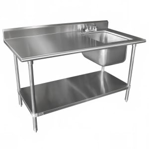 009-KLAG11B306RX 72" Work Table w/ Right Sink - 5" Backsplash, Undershelf, 16 ga Stainless Steel