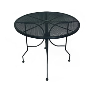 336-ALM36 36" Round Outdoor Table w/ Umbrella Hole - Aluminum, Black
