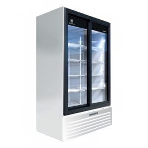 118-MT491SDW 47 1/8" MarketMax™ Two Section Glass Door Merchandiser - (2) Sliding Doors, Whi...