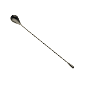 132-M37012BK 11 13/16" Bar Spoon w/ Teardrop End, Gun Metal Black