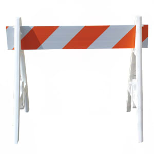 393-FBA616 6 ft Traffic Control Barricade w/ Orange/White Reflective Sheeting, Plastic
