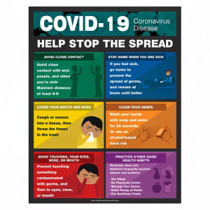 393-SP125301J COVID-19 Safety Poster - "HELP STOP THE SPREAD", 28" x 22", Non-Laminated