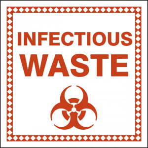 393-MHZW503PSC "INFECTIOUS WASTE" Drum & Container Label - 6" x 6", Adhes...