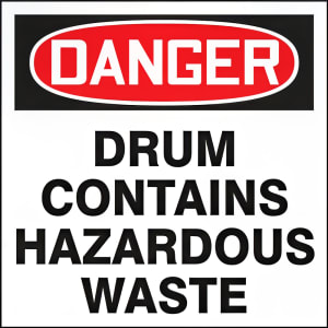 393-MHZW105PSC "DANGER" Hazardous Waste Drum & Container Label - 6" x 6",...
