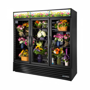 598-GDM72FCBK 3 Section Floral Cooler w/ Swinging Door - Black, 115v
