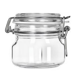 634-17207223 6 3/4 oz Glass Jar - Clamp Lid, Large Opening, Rubber Seal