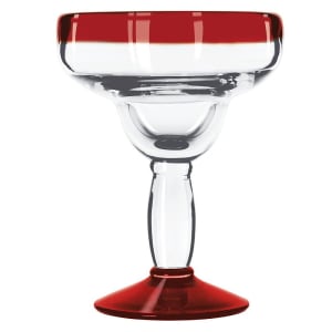 634-92308R 12 oz Aruba Margarita Glass w/ Red Rim & Foot