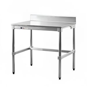098-24SSB60KD 60" 16 ga Work Table w/ Open Base & 304 Series Stainless Top, 6" Back...