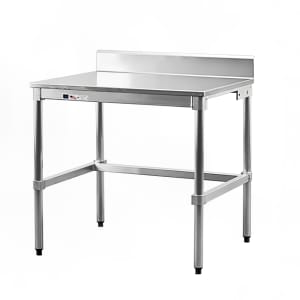 098-30SSB36KD 36" 16 ga Work Table w/ Open Base & 304 Series Stainless Top, 6" Back...
