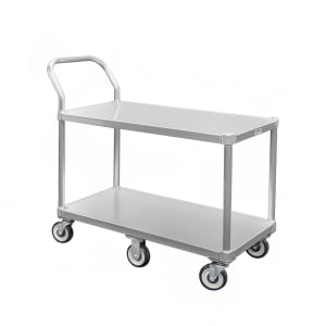 098-1490 2 Level Aluminum Utility Cart w/ 800 lb Capacity, Flat Ledges