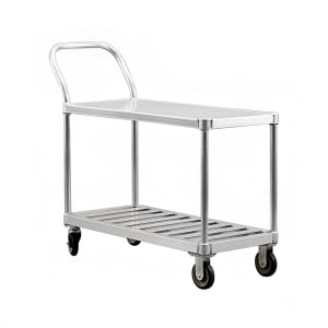 098-1416 2 Level Aluminum Utility Cart w/ 800 lb Capacity, Flat Ledges