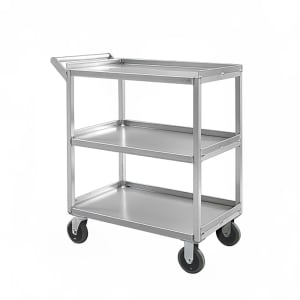 098-97769 3 Level Aluminum Utility Cart w/ 550 lb Capacity, Raised Ledges