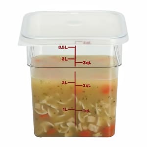 144-4SFSCW135 4 qt Square Food Storage Container - CamSquare®, Plastic, Clear