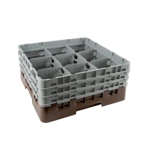 144-9S638167 Camrack® Glass Rack w/ (9) Compartments - (3) Gray Extenders, Brown