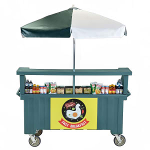 144-CVC72192 Food Cart w/ Cover & Cutting Board, 74 1/2"L x 31 3/4"W x 94"H, Green