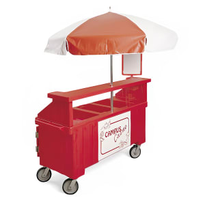 144-CVC72158 Food Cart w/ Cover & Cutting Board, 74 1/2"L x 31 3/4"W x 94"H, Red