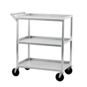 098-NS745 32 1/2"L Polymer Bus Cart w/ (3) Levels, Shelves, Aluminum