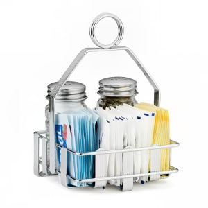 229-606R 2 Compartment Rectangular Condiment Caddy - Chrome Plated