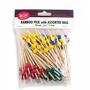 229-BAMBA45 4 1/2" Bamboo Ball Pick, Assorted Colors