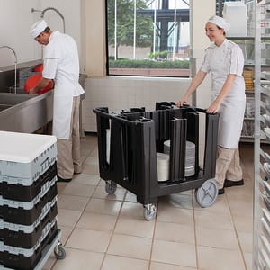 144-ADCS110 37 7/8" Mobile Dish Caddy w/ (6) Columns - Plastic, Black