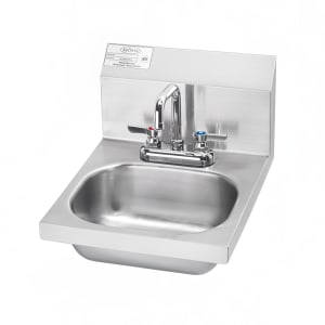 381-HS18 Wall Mount Commercial Hand Sink w/ 12 3/8"L x 9 5/8"W x 5 3/4"D Bowl, Gooseneck Faucet