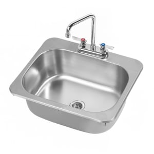381-HS2017 Drop-in Commercial Hand Sink w/ 17 3/4"L x 12 3/4"W x 7 3/4"D Bowl, Gooseneck Faucet