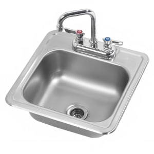 381-HS1515 Drop-in Commercial Hand Sink w/ 12"L x 10"W x 5 9/50"D Bowl, Gooseneck Faucet