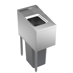 381-KR18T14L Under Bar Trash Unit for Slim Jim - Lift-Up Door, 14" x 24", Left Legs