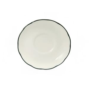 324-F1560018500 5 5/8" Round Caprice Saucer - China, Cream White w/ Black Edge