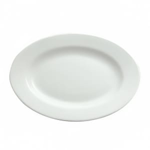 324-F8010000373 13 1/4" x 9" Oval Buffalo Platter - Porcelain, Bright White