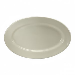 324-F9010000376 13 5/8" x 8 7/8" Oval Buffalo Platter - Porcelain, Cream White
