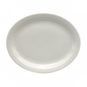 324-F9000000373 13 1/4" x 11" Oval Buffalo Platter - Porcelain, Cream White