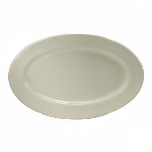 324-F9010000391 15 1/2" x 11 9/50" Oval Buffalo Platter - Porcelain, Cream White