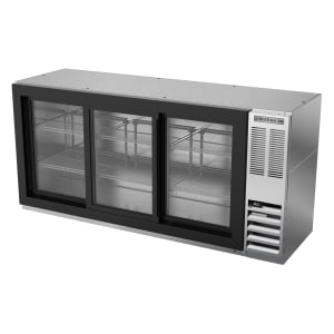 118-BB72HC1FGSS 72" Bar Refrigerator - 3 Sliding Glass Doors, Stainless, 115v