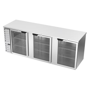 118-BB94HC1FGS 95" Bar Refrigerator - 3 Swinging Glass Doors, Stainless, 115v