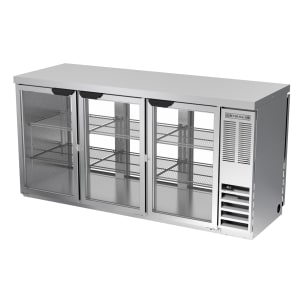 118-BB72HC1GPTS27 72" Bar Refrigerator - 6 Swinging Glass Doors, Stainless, 115v