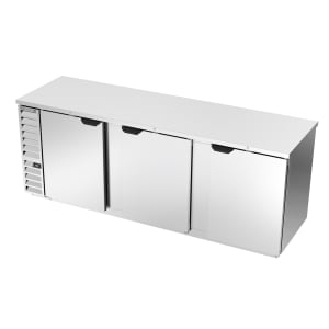 118-BB94HC1FS 95" Bar Refrigerator - 3 Swinging Solid Doors, Stainless, 115v