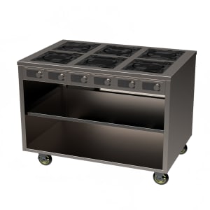 315-BOH2600C6 48" Mobile Cooking Cart w/ (6) Induction Burners, Silver