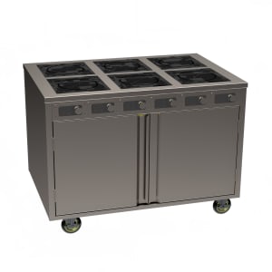 315-BOH2600DC6 48" Mobile Cooking Cart w/ (6) Induction Burners, Silver