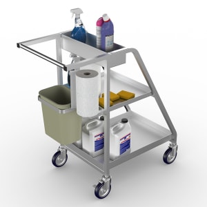 145-D2032MP Sanitizing Cart w/ 2 Shelves, Aluminum