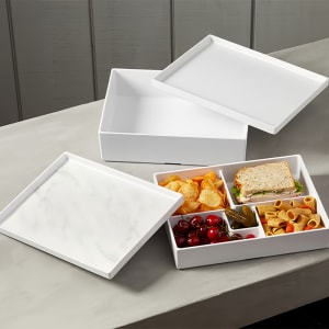 166-BB5WH Bento Box w/ (5) Compartments - 10 4/5" x 8 1/4", Plastic, White