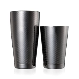 132-M27200BK 28 oz & 18 oz Diamond Lattice Stainless Bar Cocktail Shaker Set, Black