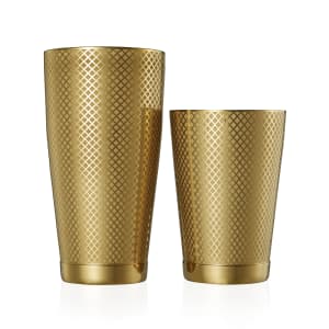 132-M27200GD 28 oz & 18 oz Diamond Lattice Stainless Bar Cocktail Shaker Set, Gold